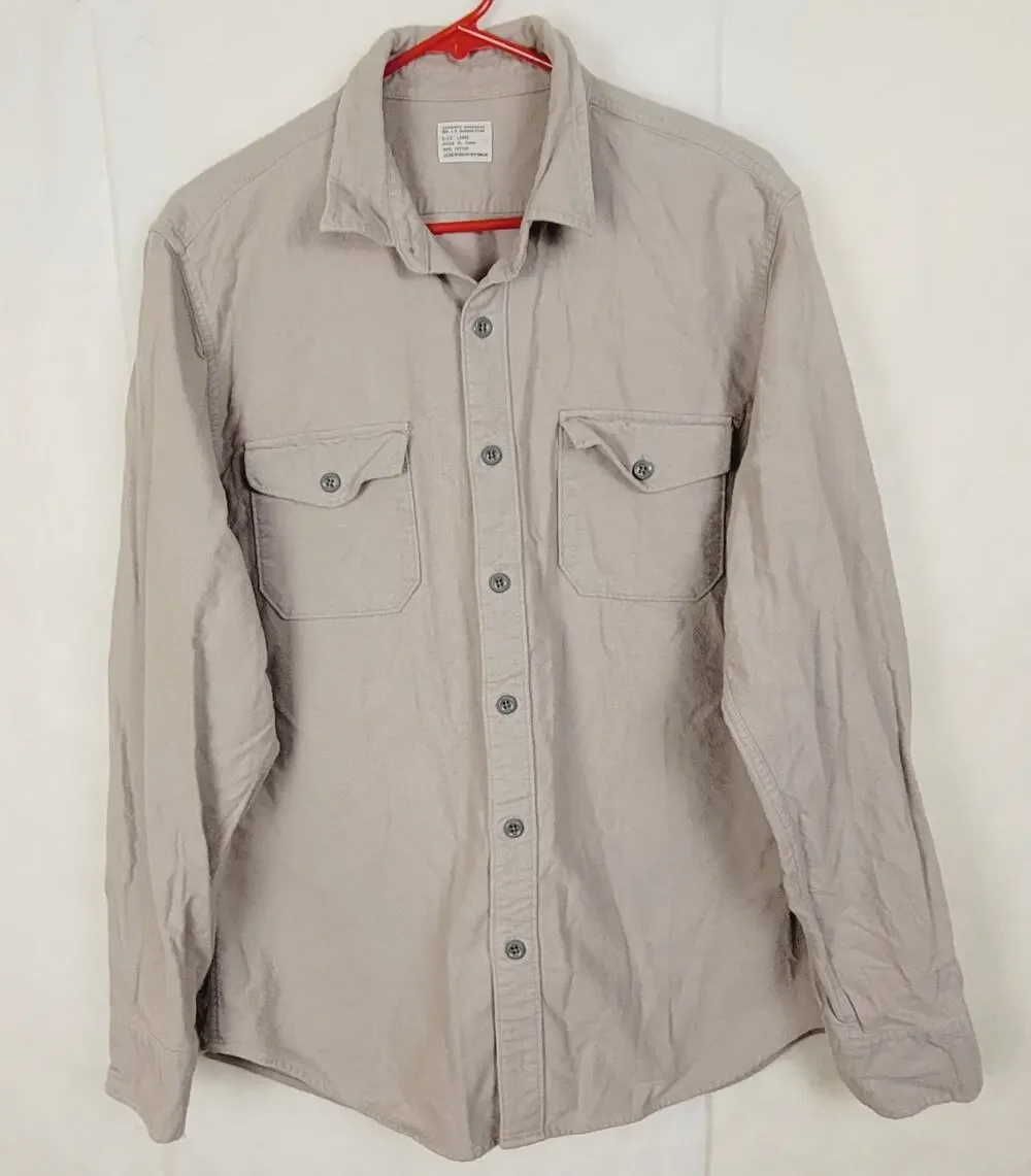 J.Crew Workwear grey button up flannel chore shirt Size Large Minimal Preppy